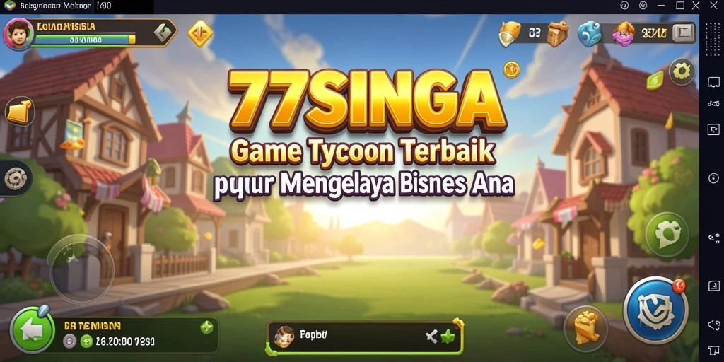 Tampilan gameplay <strong>77SINGA</strong> yang menunjukkan pengelolaan bisnis yang dinamis.