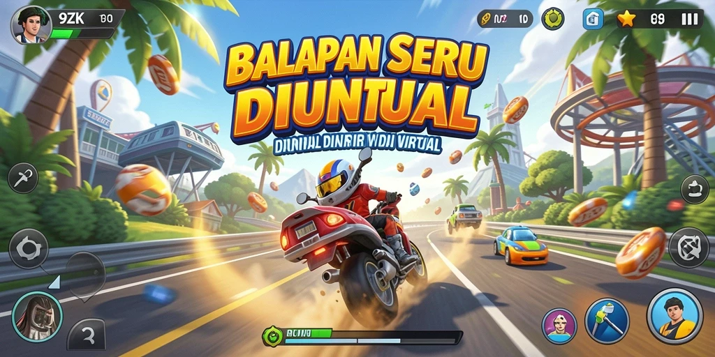 Gameplay seru dan menegangkan di 9ZK saat balapan.
