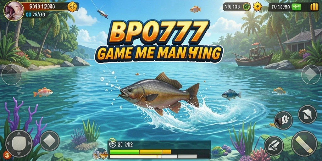 Tampilan gameplay BPO777 yang menampilkan aksi memancing yang mendebarkan.