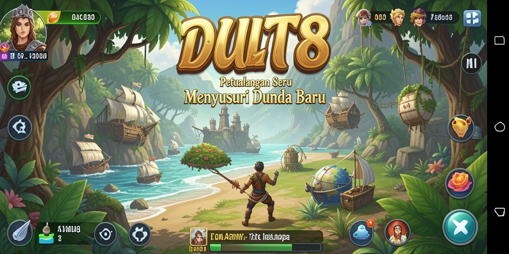 Screenshot gameplay menunjukkan karakter menjelajahi dunia petualangan yang luas.