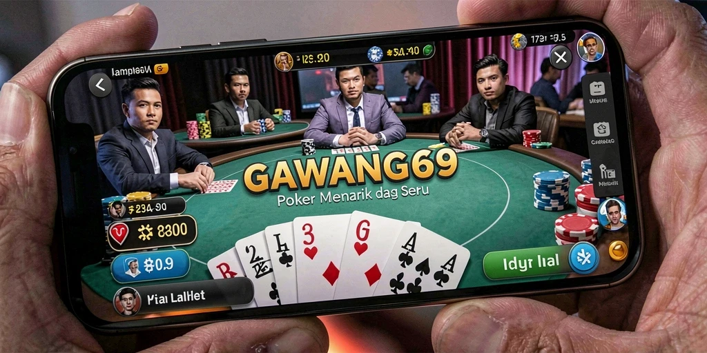 Screenshot GAWANG69 menampilkan serunya permainan Poker di layar.