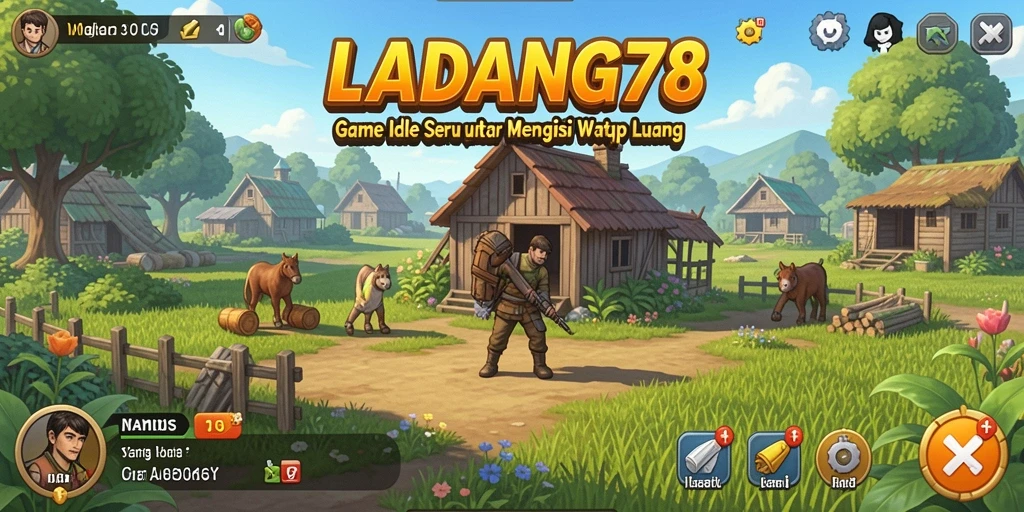 Tampilan gameplay LADANG78 dengan ladang subur yang penuh tanaman.