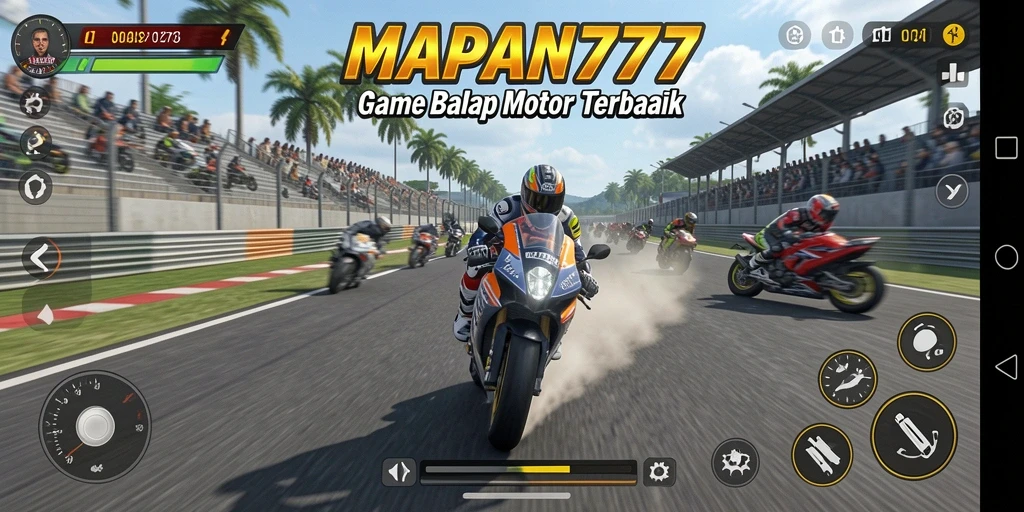 Tampilan gameplay balap motor yang seru dan menantang dari MAPAN777.