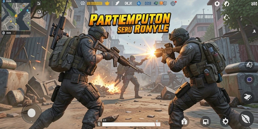 Tampilan menarik dari gameplay OKJK menunjukkan aksi Battle Royale yang mendebarkan.