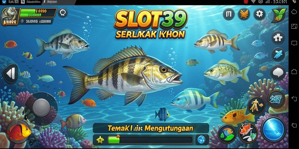 Screenshot dari gameplay SLOT39 menampilkan aksi tembak ikan seru.