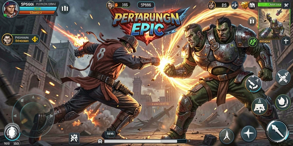 Screenshot SP666 menampilkan aksi pertempuran yang mendebarkan.