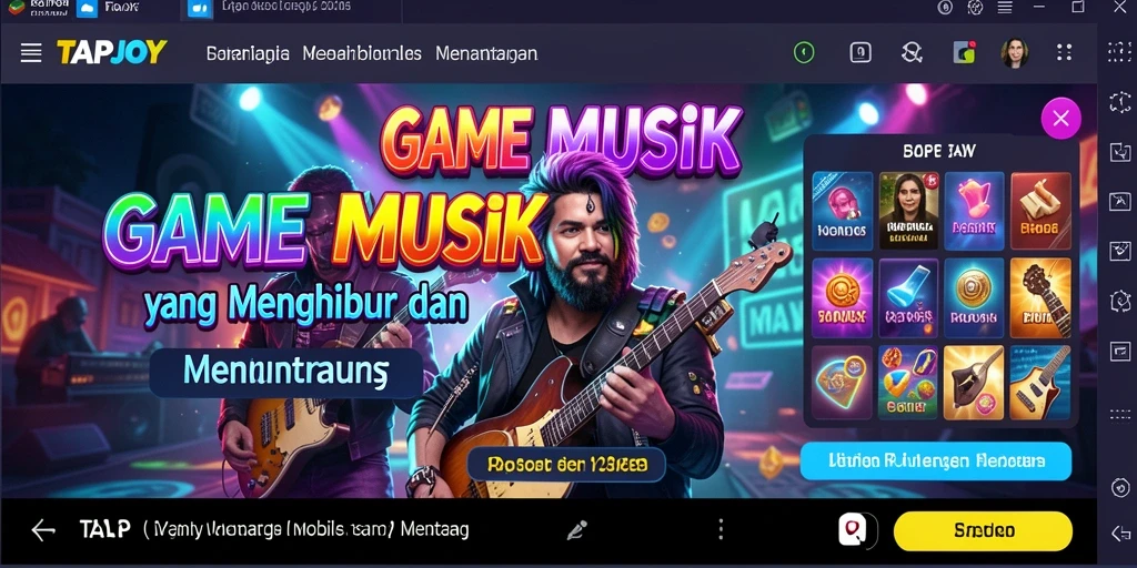 Screenshot TAPJOY menunjukkan pemain beraksi dengan alat musik digital.