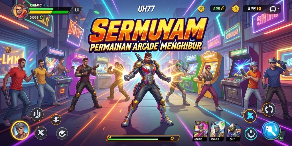Tangkapan layar UH77 menampilkan aksi seru gameplay arcade.